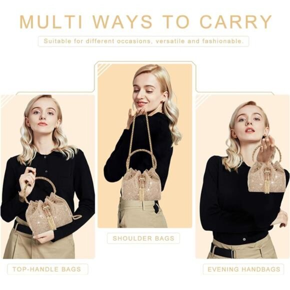 TOPALL Upgrade Rhinestone Evening Bag Bling Purse Sparkly Diamond Silver Clutch - Picture 2 of 7